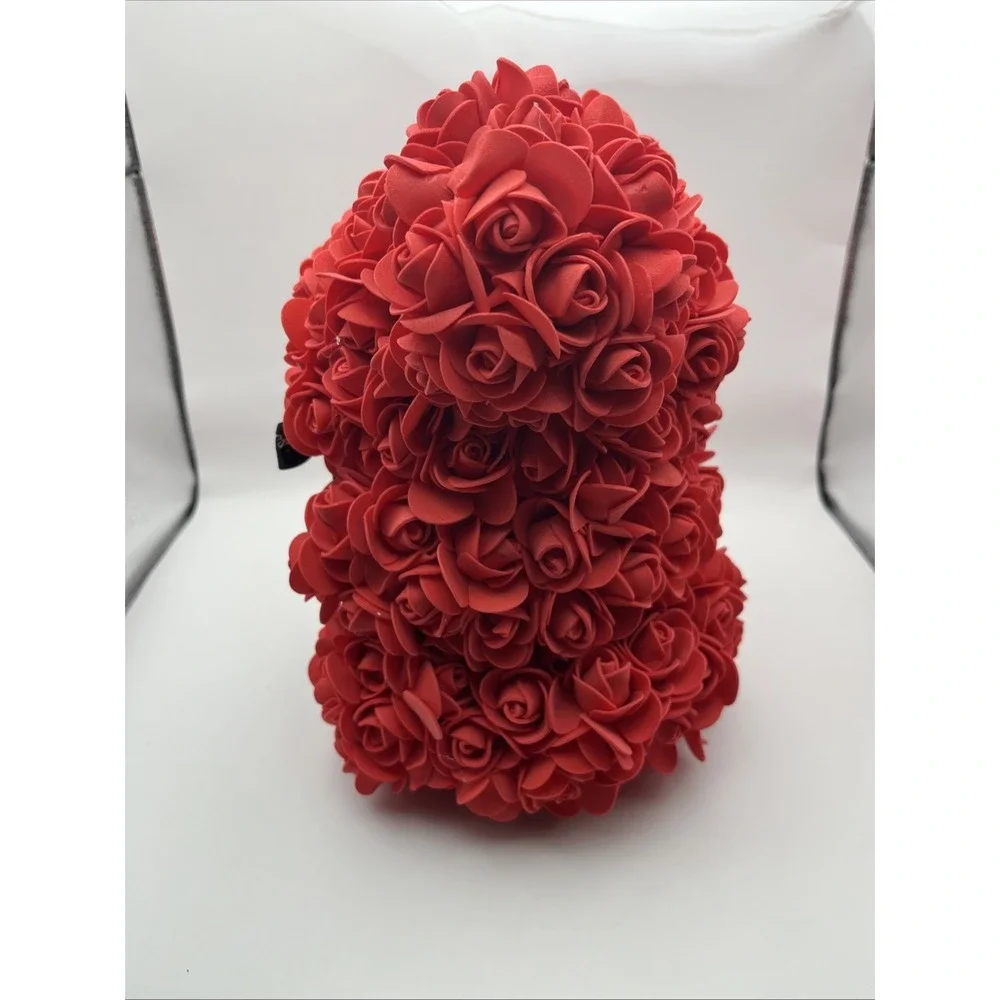 Rose Teddy Bear Flower Gift, Red Artificial Roses, Romantic Anniversary Decor